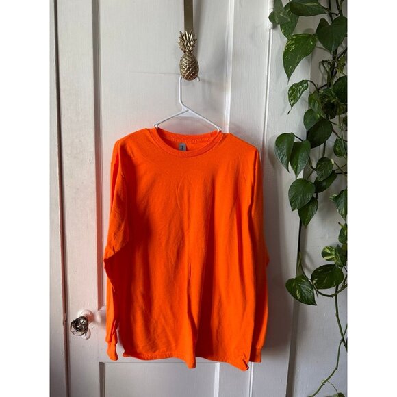 Gildan men’s size medium ultra cotton, orange, long sleeve shirt - Picture 1 of 7